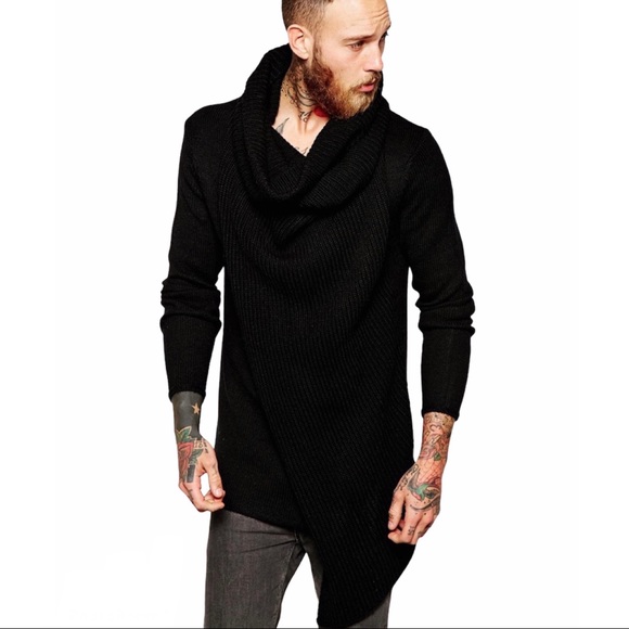 ASOS Other - Asos Sweater Black Cowl Neck Overlay Front Relaxed Fit Small